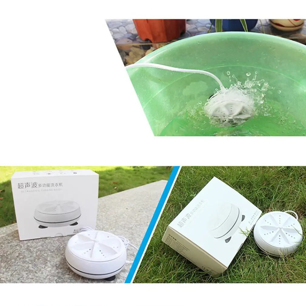 

Mini Ultrasonic Washing Machine Portable Turbo Personal Rotating Washer Convenient Socks Underwear Travel Home Trip
