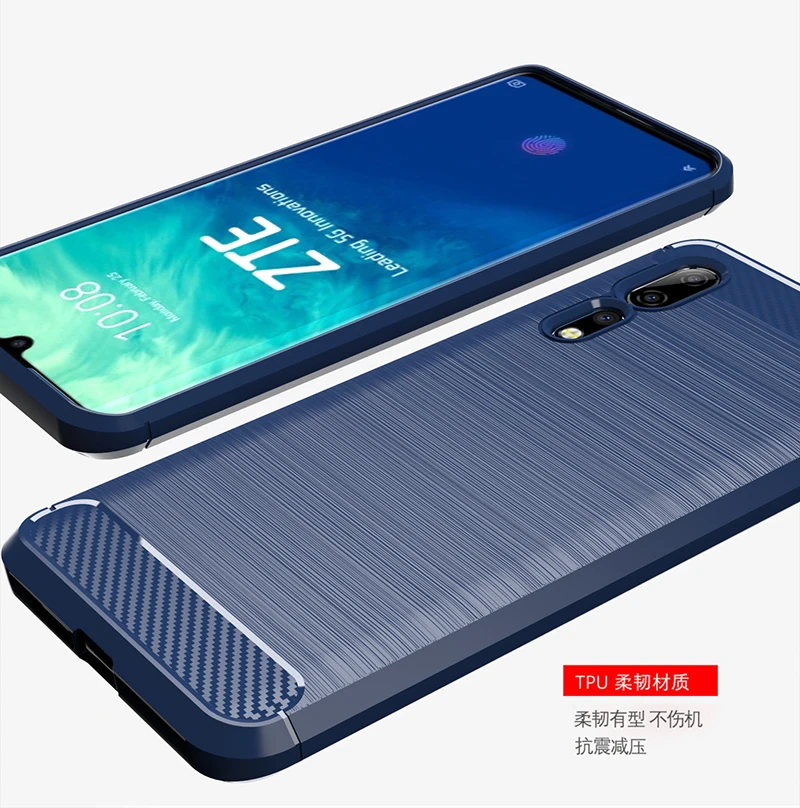 Роскошный противоударный чехол из мягкого силикона ТПУ и углеродного волокна с