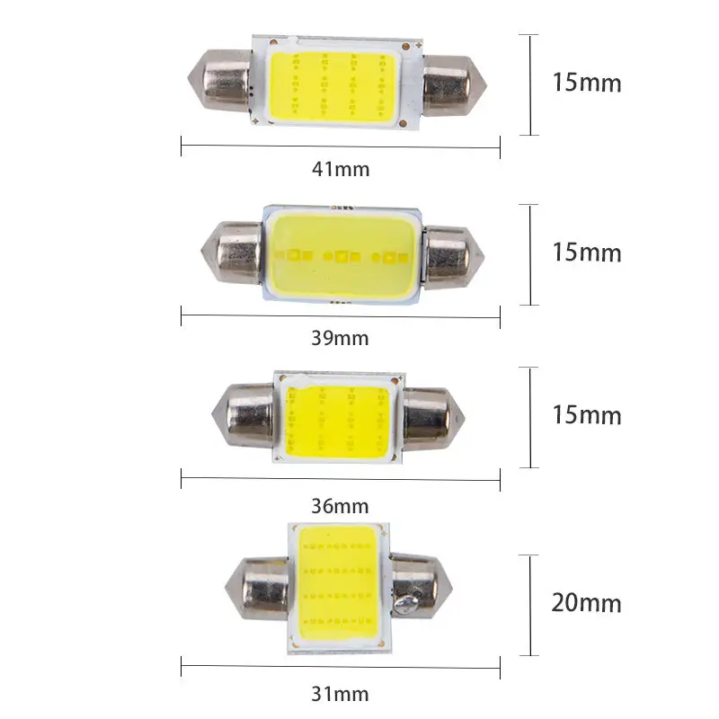 

50pcs/lot Car LED Bulbs Lamp Interior Dome Lights Plate lamps Bulb 31mm 36mm 39mm 41mm Car COB DC12V Interior