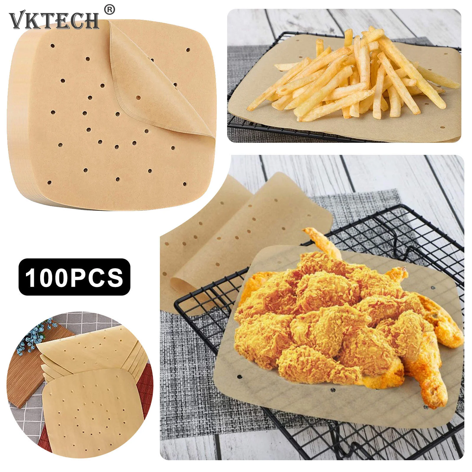 

Air Fryer Parchment Paper Liners Square Air Fryer Sheets Non-Stick Steamer Mat Perforated Unbleached Parchment Paper for Oven