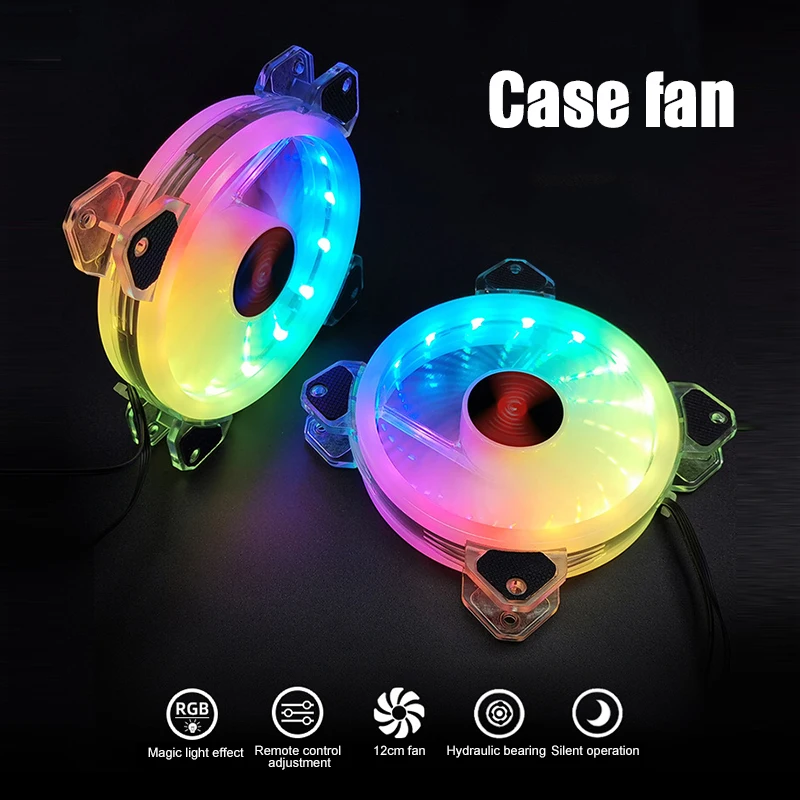 

RGB Case Fans 120mm Ultra-Quiet RGB Chassis Cooling Fans with Remote Controller Speed Adjustable Colorful Cooler VH99