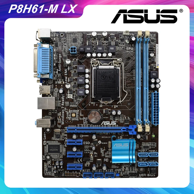 

Материнская плата ASUS P8H61-M LX 1155 DDR3 Материнская плата LGA 1155 Intel H61 16 Гб Поддержка Xeon E3 Core i7-3770K процессор 10 × USB2.0
