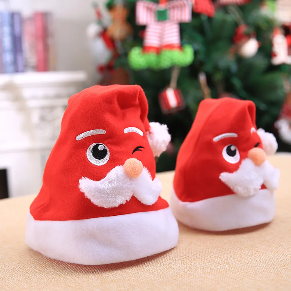 Рождественская шапка для взрослых и детей 2 размера с машинной вышивкой белая