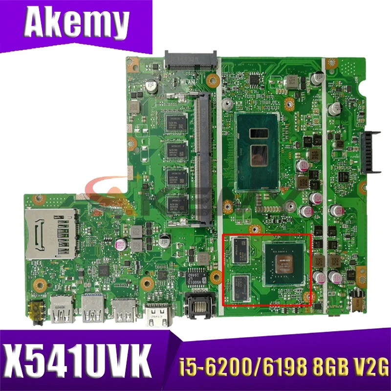 

Akemy X541UVK motherboard mainboard I5-6200U/6198U 8GB V2G For Asus X541UVK X541UJ X541UV X541U F541U R541U laptop motherboard