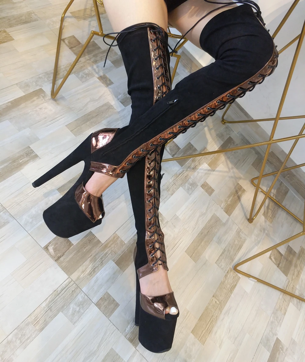 Leecabe 20 см/8 дюймов обувь для танцев на шесте ботинки платформе высоком каблуке с