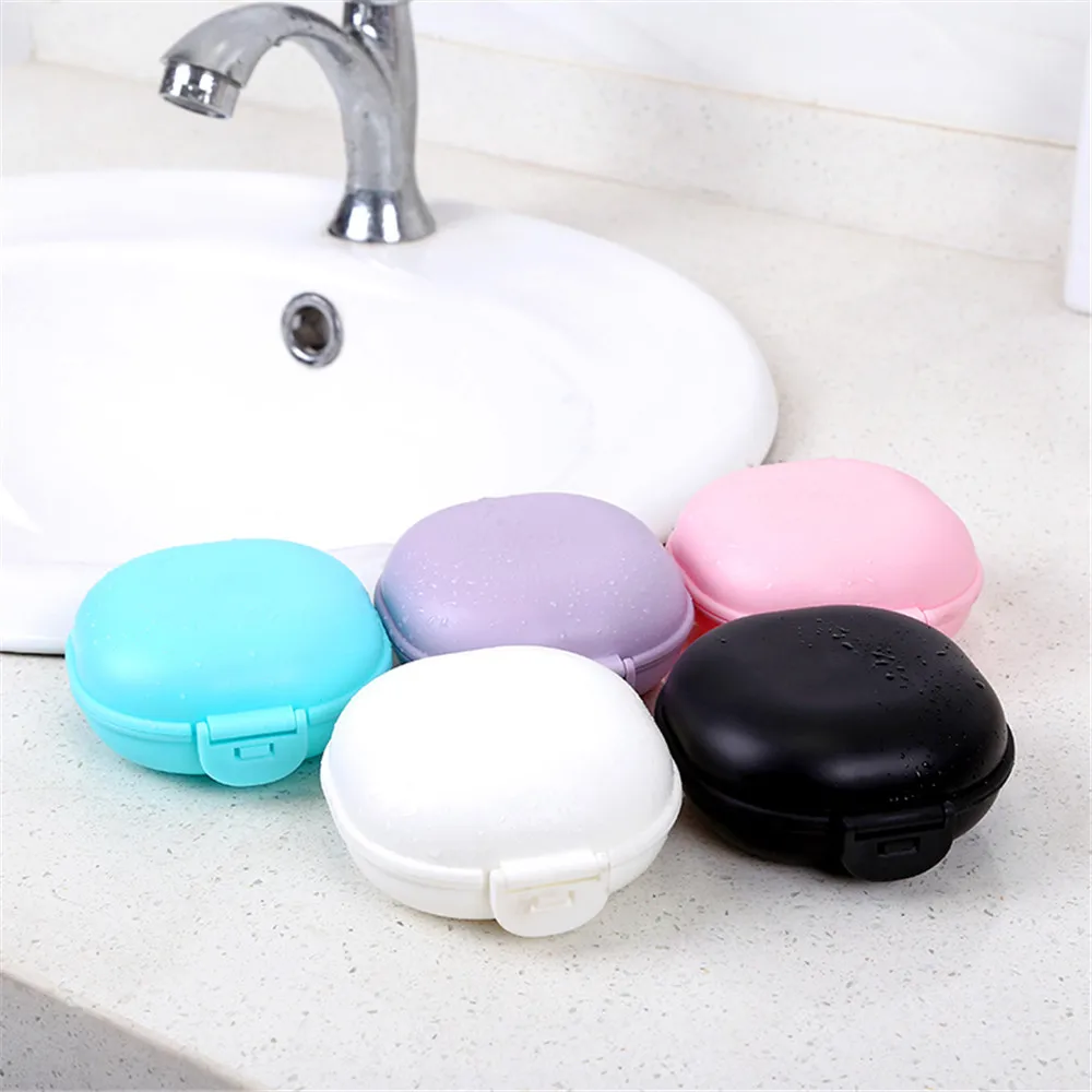 

bathroom Soap Dish Plate Home Shower Travel Hiking Portable Holder Kitchen Sponge Container Multi Color Box WIth Cover
