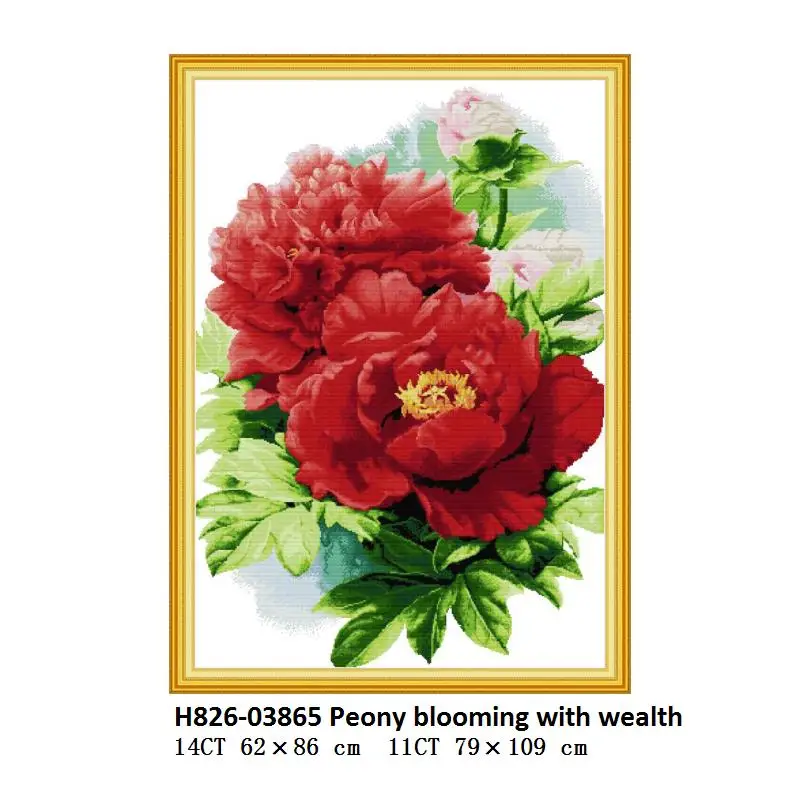 Cross Stitch H826 Joy Sunday Вышивка крестом цветы Пион Цветы для рукоделия DIY Вышивальная нить фирмы DMC Aida 14ct 11ct холст для вышивания наборы - Цвет: Cross Stitch H826
