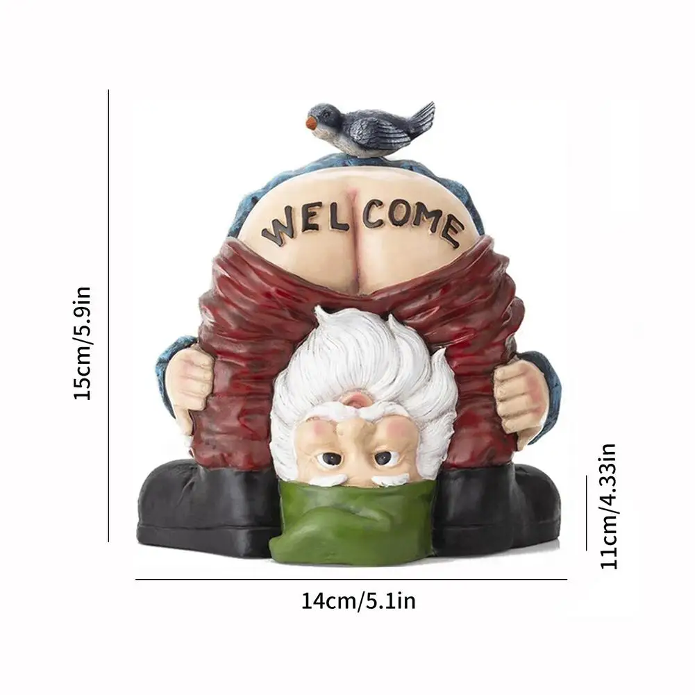 

Garden Funny Gnome Resin Figurines Welcome Gnome Statue Non-toxic Safe To Use Durable Weather Resistance Indoor Warm Gift