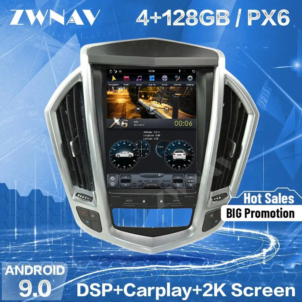 Carplay 128G экран Тесла для 2009 2010 2011 Cadillac SRX Android 9 мультимедийный плеер GPS аудио радио