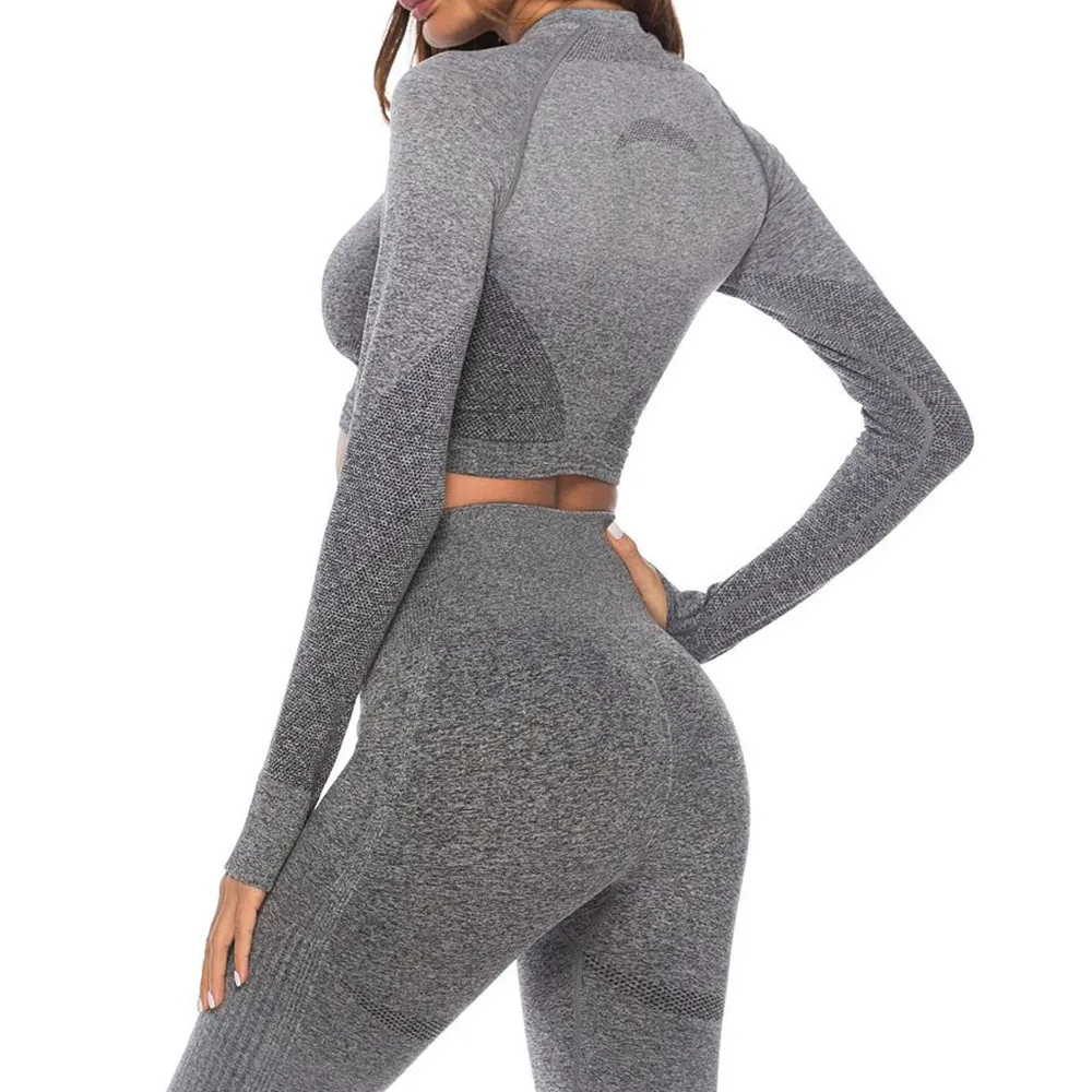 Женский тренировочный укороченный топ с принтом леггинсы фитнес-костюм для йоги