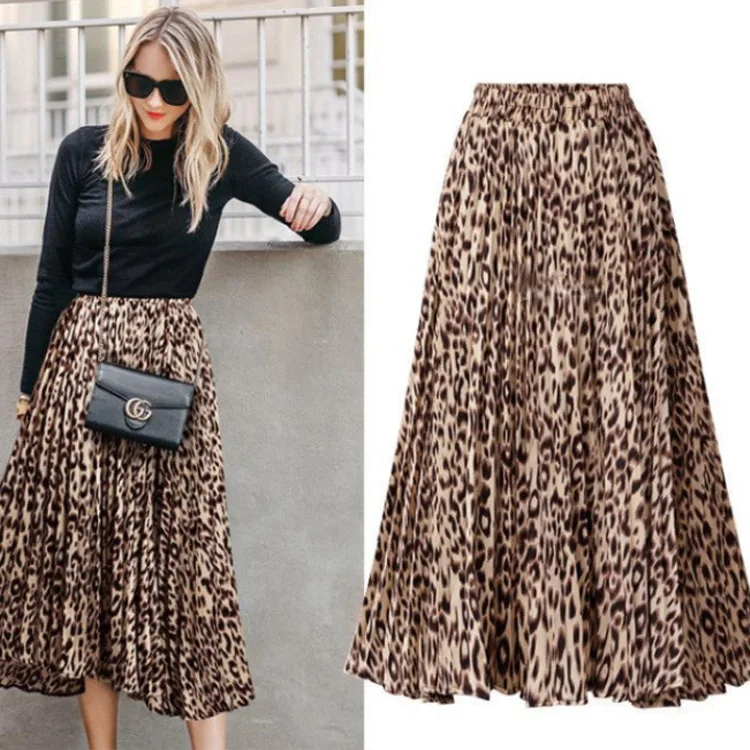 

Европейская весенне-летняя новая стильная юбка в западном стиле с высокой талией, тонкая уличная юбка с леопардовым принтом