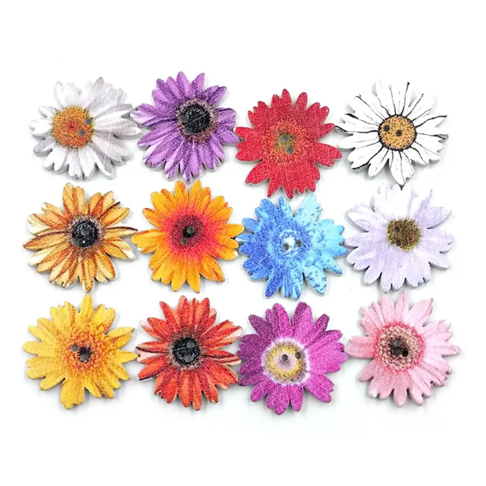 

HOT SALES!!!50Pcs Marguerite Shape 2 Holes Wooden Buttons Clothes Sewing Scrapbook Decor
