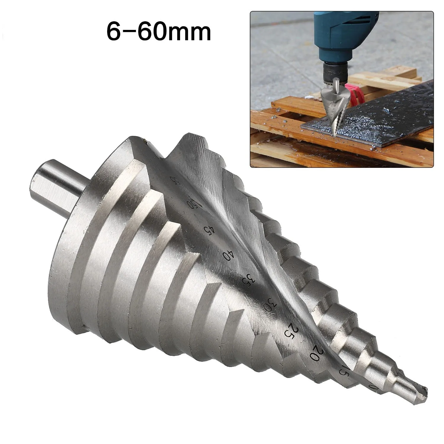 

6-60MM Multi-Function Step Drill Pagoda Drill Spiral Twist Drill Spiral Groove Metal Steel Power Tool