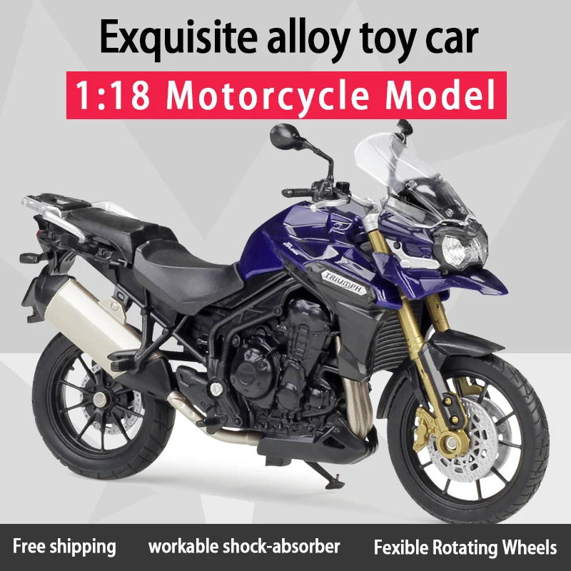 Welly 1:18 TRIUMPH Tiger Explorer сплав Литая модель мотоцикла работоспособная короткопоглотитель игрушка для детей подарки коллекция игрушек