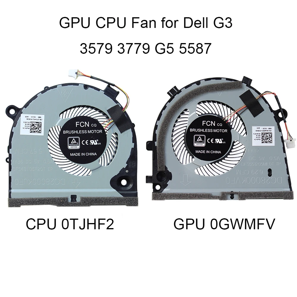 0TJHF2 0GWMFV Notebook PC Fans Cooler for Dell G3 3579 3779 G5-5587 15 5587 GPU CPU Cooling fan CN-0TJHF2 TJHF2 GWMFV FKB6 FKB7