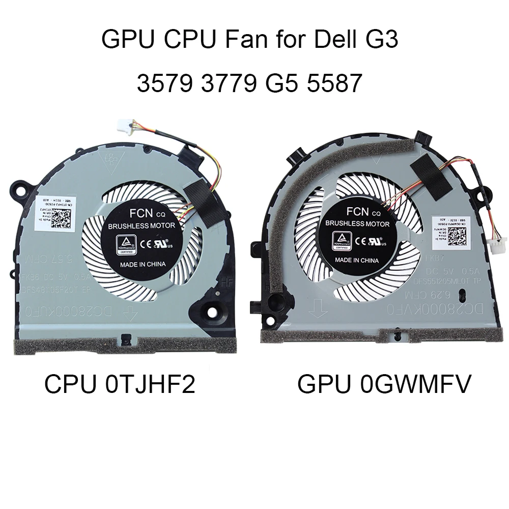 0TJHF2 0GWMFV компьютерные вентиляторы для Dell G3 3579 3779 G5-5587 15 5587 GPU Процессор Вентилятор