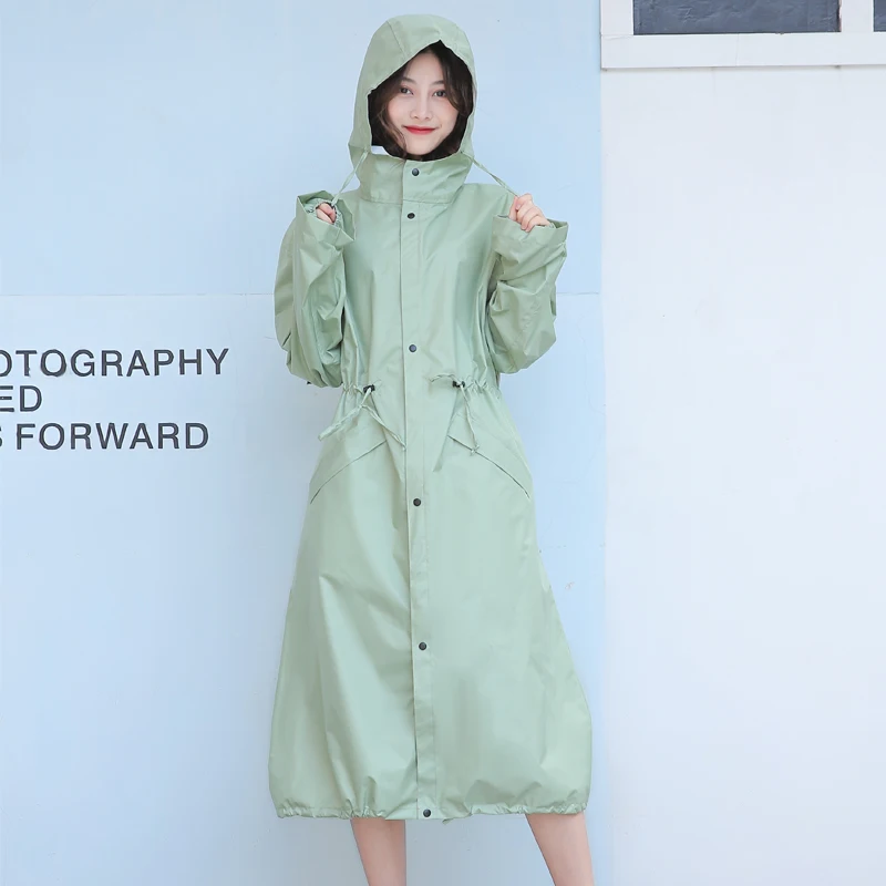 light green Длинный тонкий плащ для мужчин и женщин; пончо; водонепроницаемый пуловер; женская дышащая дождевик; chubasquero mujer - Цвет: light green