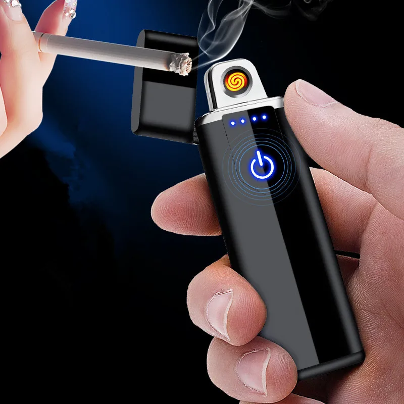 Двойная дуга электронная сигарета зажигалка USB перезарядка ветрозащитные беспламенные электрические зажигалки металлическая плазменная Зажигалка для сигар для мужчин подарок