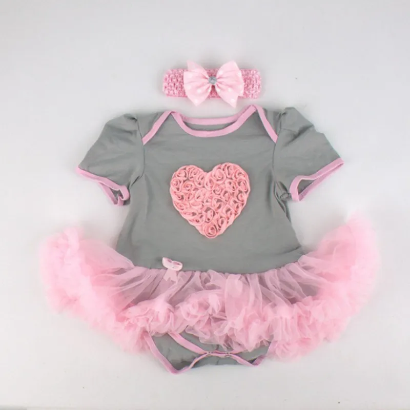 

Clearance!!! Girl Party Baby Rose Heart Tutu Dress Rhinestone Headband Set Leopard Infant Dress Bodysuits