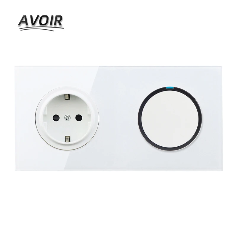 Avoir 1/2/3/4 банды выключатель + розетка ЕС/DE/RU Стекло Панель штекер 110 250V Мощность