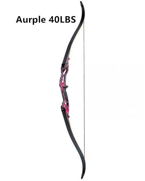 Purple 40lbs 3 цвета 30-50 фунтов металлический стояк Рекурсивный лук 56 дюймов охотничий лук Скоба Высота традиционный длинный лук Охота - Цвет: Purple 40lbs