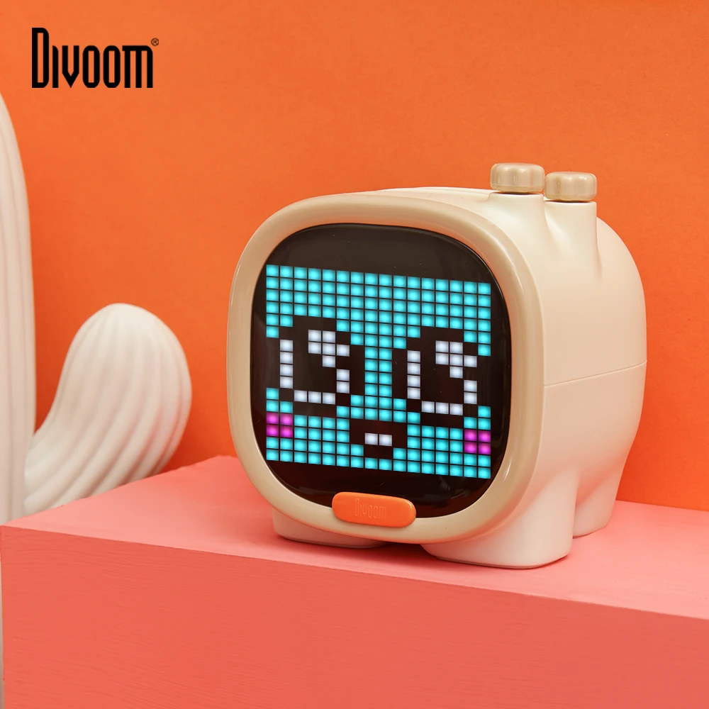 

Divoom Timoo Portable Bluetooth Speaker Wireless Mini with Alarm Clock,Pixel Art,TF Card,Cute Gadget with LED Screen for Desktop