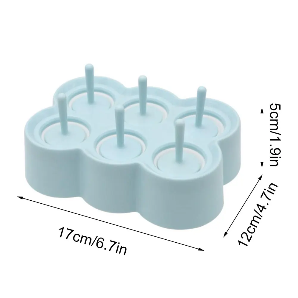 

6 Holes Ice Cream Ice Pops Mold Mini Ice Lolly Silicone Tray Ice Cream Maker Fruit Shake Accessories DIY Ice Pop Maker