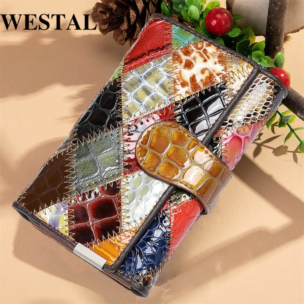 WESTAL Women's Purse Leather Wallet for Women Small Clutch Boho Purses Coins and Cards Hasp Coin Wallet Women Ladies Wallet 4203