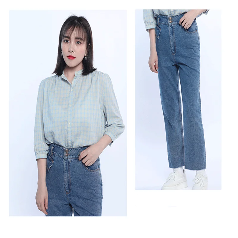 Джинсы женские на весну и лето новинка 2020 свободные модные штаны с высокой талией
