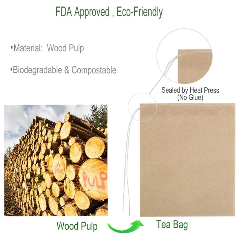 Bolsitas de t&eacute; biodegradables, bolsa de t&eacute; ecol&oacute;gica con cord&oacute;n, filtro de bolsas de t&eacute; para hojas sueltas/t&eacute;/hierbas en polvo, 1000 Uds.-2