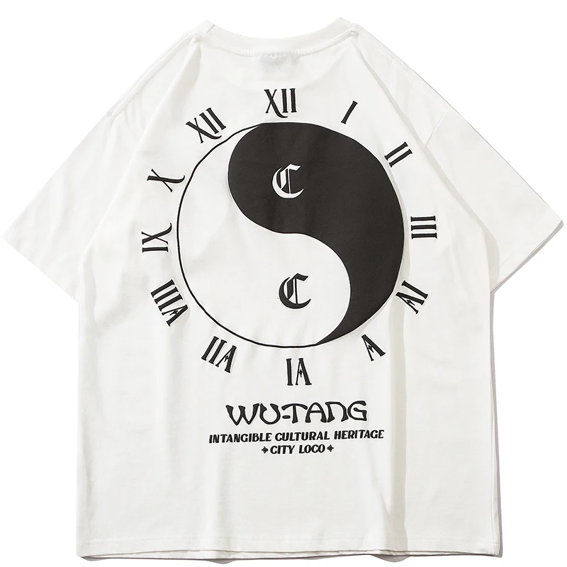 

Футболка мужская в стиле Харадзюку, уличная одежда в стиле хип-хоп, Тай-Чи, 100% хлопок, новинка весны 2021, топ оверсайз, свитшот, футболка