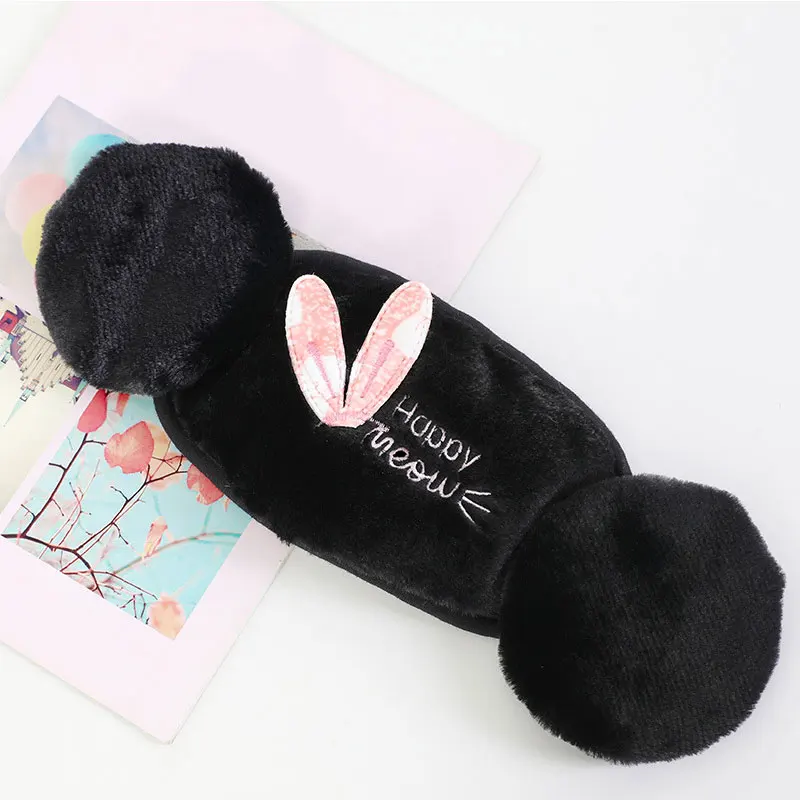 black rabbit Новая женская маска, наушники, интегрированные зимние уличные велосипедные плотные маски, теплые плюшевые наушники, модные милые хлопковые Чехлы для лица - Цвет: black rabbit