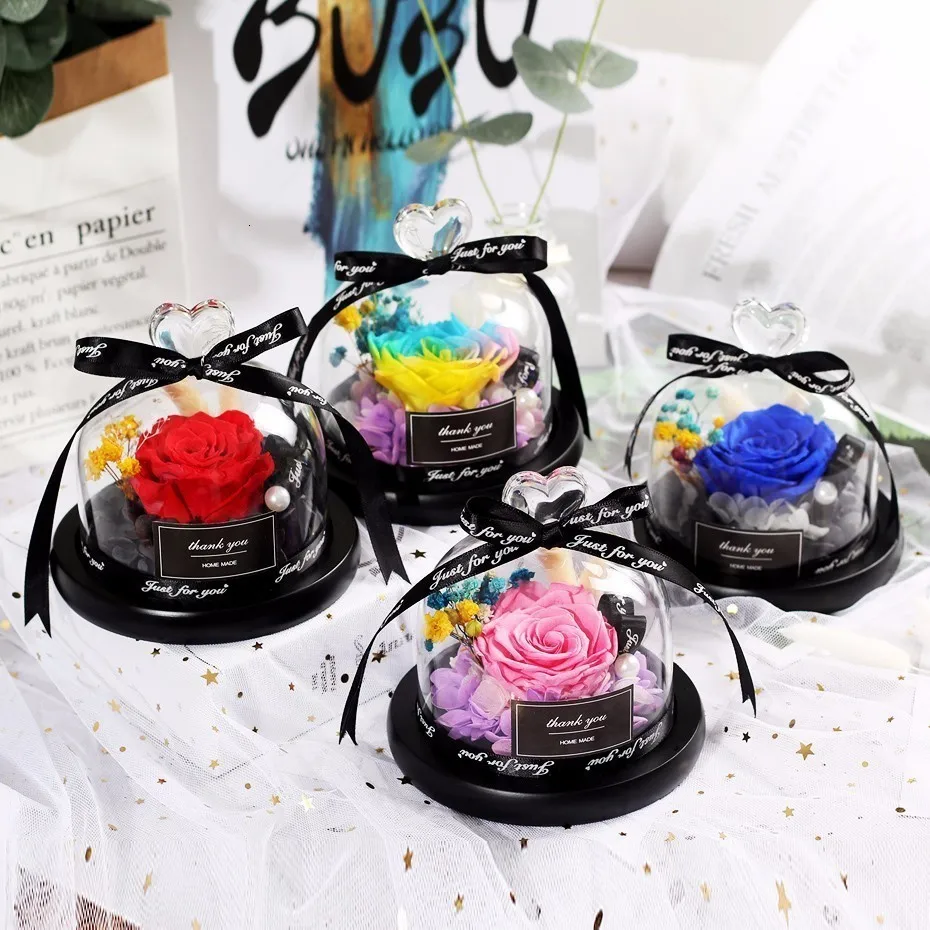 Настоящие розы в колбе стеклянный купол настоящая Роза Красавица и чудовище