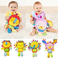 cartoon baby plush rattles toys appease doll infant hand bells elephantmonkeyrabbit animal soft cotton infant educational toys