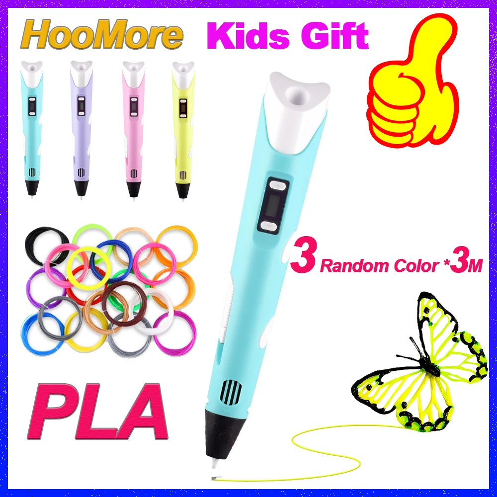 

HooMore Original 3D Pen PLA Filament Printing Pen Creative Toy Birthday Gift For Kids Design Drawing DIY Pen With LCD Display