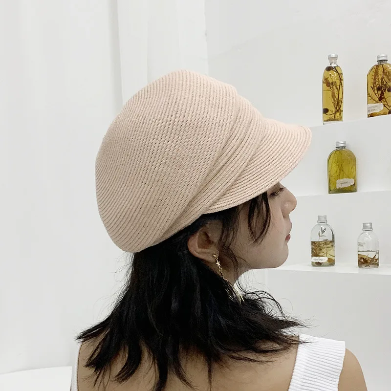 

202103-lulu new japan design summer fine paper fold brim newsboy cap leisure lady Octagonal hat men women visors cap