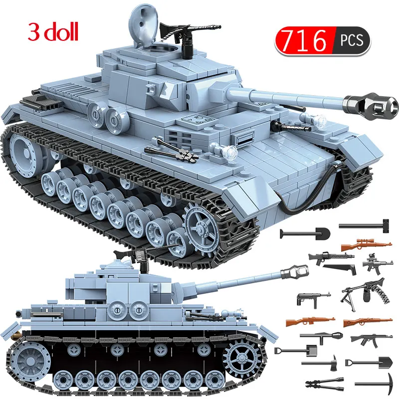 Немецкий танк Technik Military Ww2 строительные блоки совместимые с армейским городским