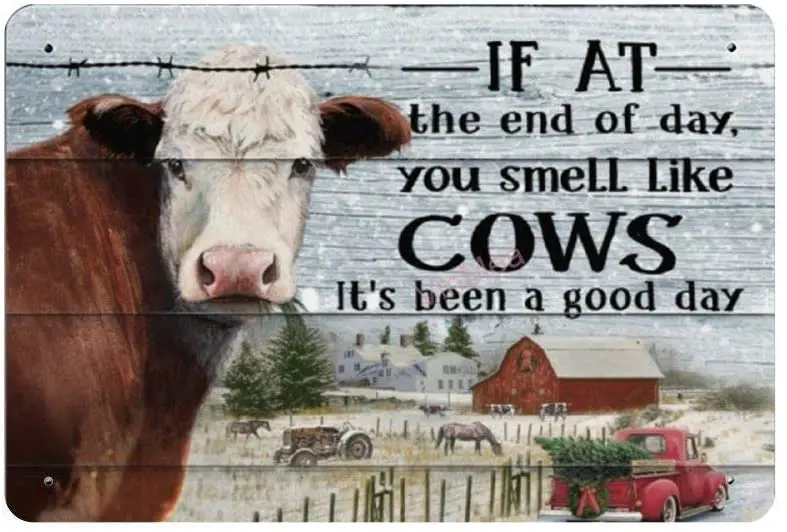 

Smell Like Cows Been A Good Day Novelty Parking Retro Metal Tin Sign Plaque Poster Wall Decor Art Shabby Chic Gift