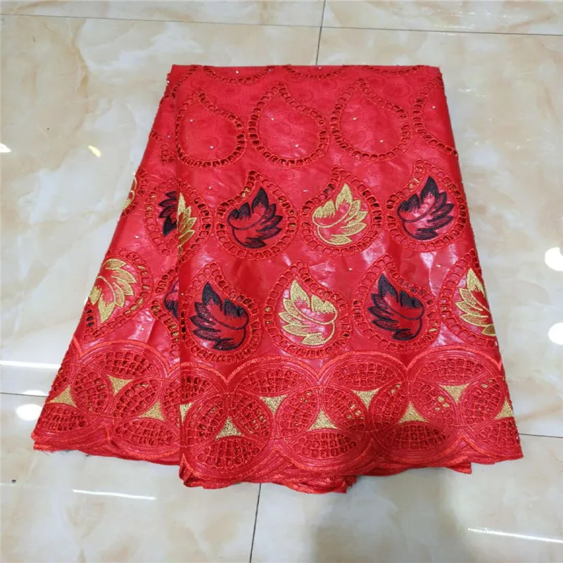 

yellow/red African Bazin Riche Lace Fabric New Design Embroidered lace High Quality bazin brode With stones Guipure Lace Fabric