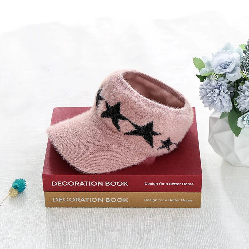 Pink Осенние новые женские козырьки Топ Air Fashion Stars Печатные Шерстяные кепки шляпы один размер - Цвет: Pink
