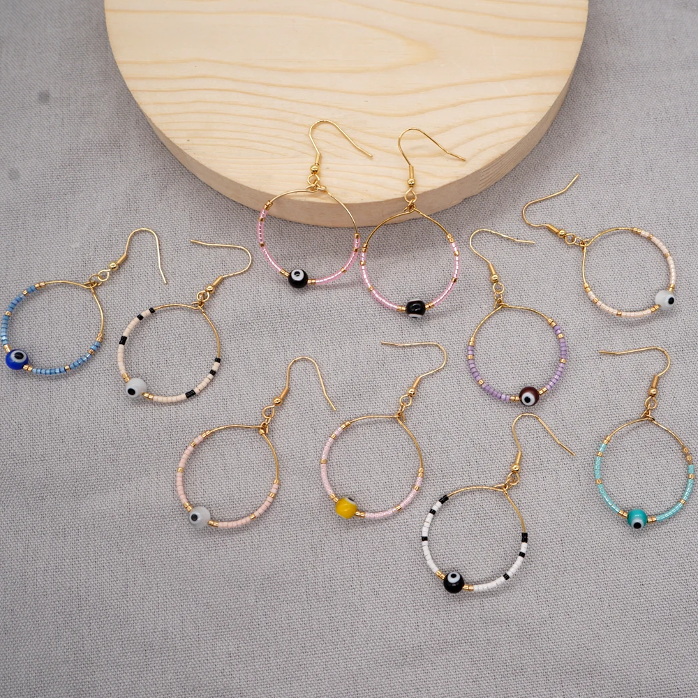 Go2BoHo серьги-кольца ювелирные изделия голубой Турецкий Дурной глаз