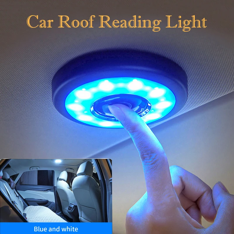 

2X Car LED Interior Reading Lamp Wireless Usb Charging Magnet Button Switch On-Off Auto Roof Light Night Touch LED Dome Light