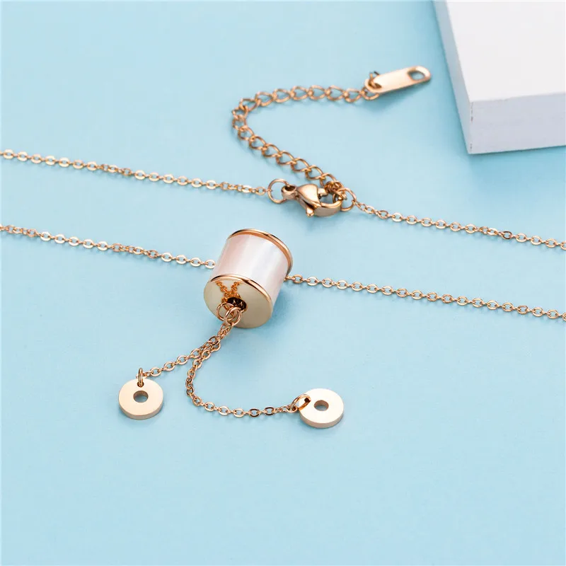 

YMS N291 Shell Necklaces For Women Rose Gold Stainless Steel Chain Fashion Casual Personality Pendant Jewelry 2021 Trend