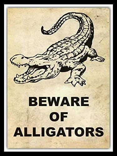 

Beware of Alligators Hot Tub Swimming Pool Crocodiles Metal Sign Tin Plaque -Tin Sign 8x12 Inch