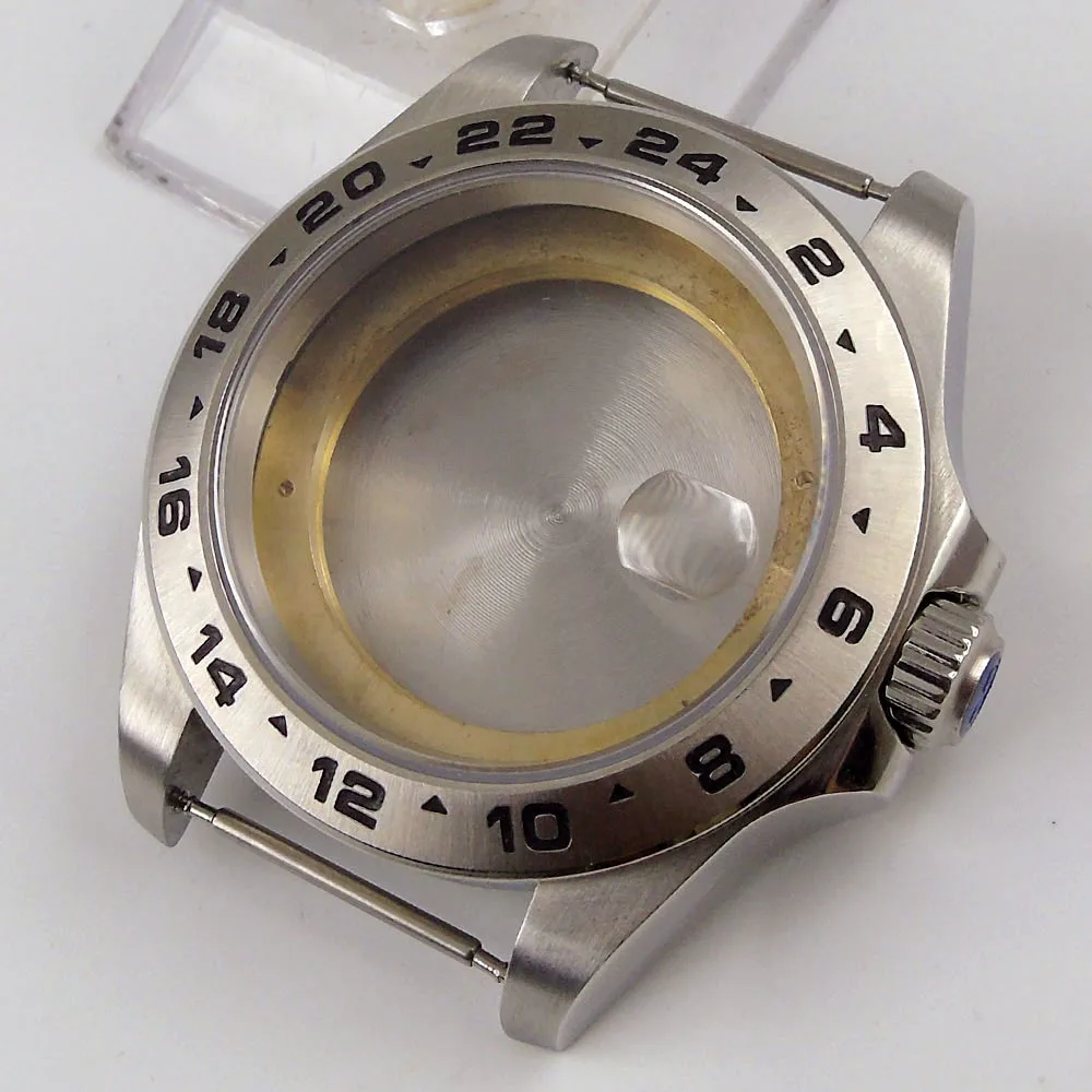 

43mm Automatic Watch Case Screw Crown Steel Bezel Sapphire Glass fit eta 2836 miyota 8215 movement