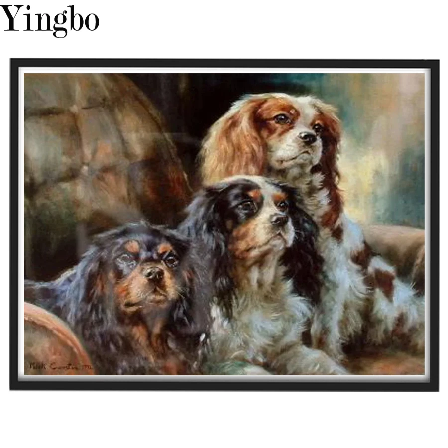 

Diamond Art Painting Kit Cavalier King Charles Spaniel Handmade Diamond Mosaic Animal Embroidery Cross Stitch Needlework Full