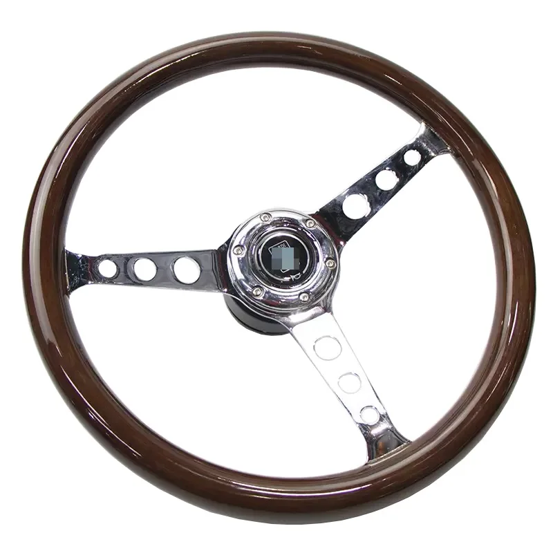 streeing wheel Универсальный 15 дюймов Автомобильный руль Классический Цельный деревянный серебряный спицы модифицированный гоночный руль с базовым адаптером аксессуары - Цвет: streeing wheel