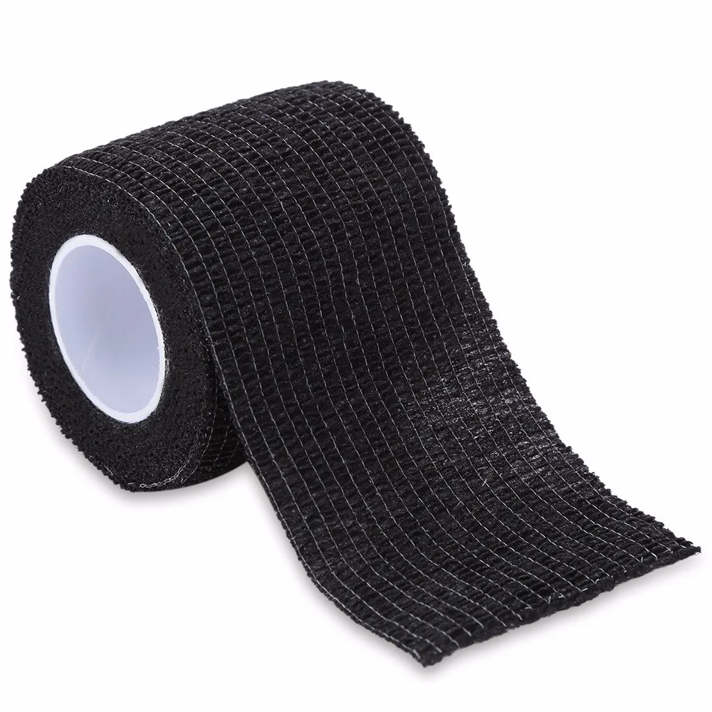 50MM-Black 50 мм эластичная лента для обёртывания охотничья Маскировка эластопласт самоклеющаяся камуфляжная спортивная защита лодыжки колено тату-бандаж 12 рулонов/лот - Цвет: 50MM-Black