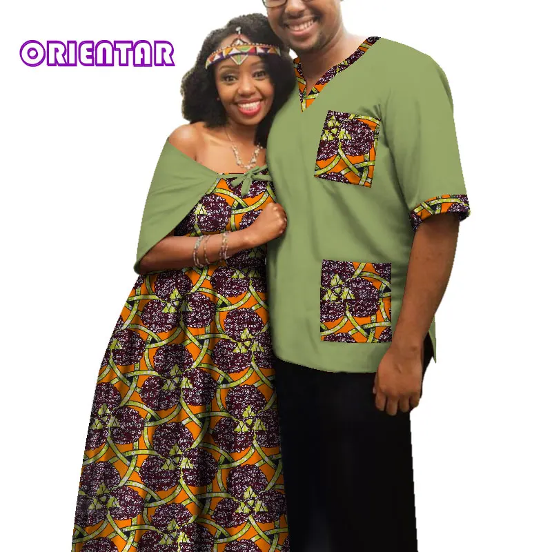 16 Traditional African Clothes for Couples Men Women African Print Long Dress Tops T Shirt Casual Ball Gown Lover Clothing WYQ181 - Цвет: 16