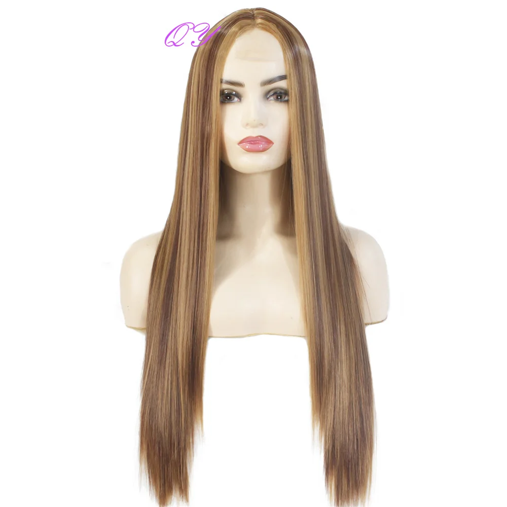 

Прямой парик из хайлайтера длиной 28 дюймов, коричневый парик с эффектом омбре, блонд, женский парик хорошего качества из синтетических волос для косплея